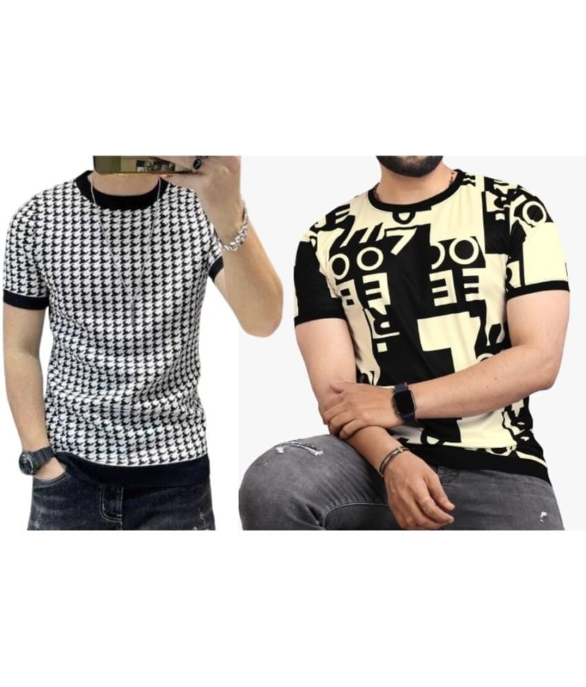     			FABRIPPLE Polyester Regular Fit Printed Half Sleeves Men's Round T-Shirt - Multicolor ( Pack of 1 )