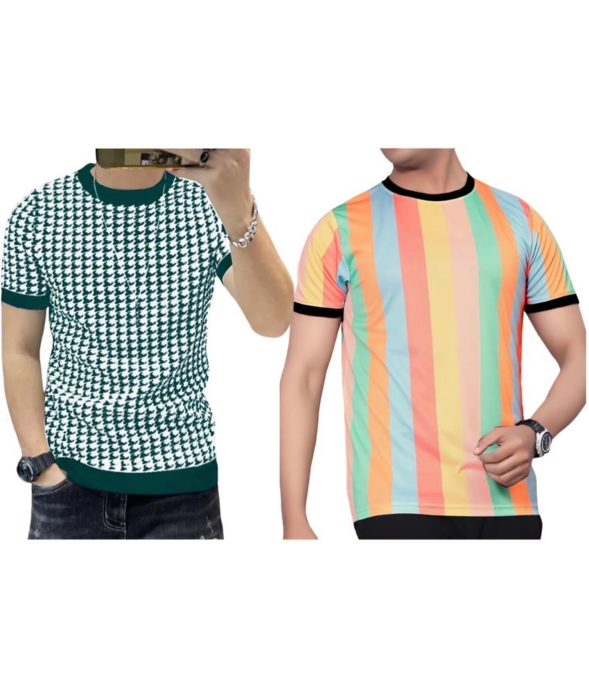     			FABRIPPLE Polyester Regular Fit Printed Half Sleeves Men's Round T-Shirt - Multicolor ( Pack of 1 )