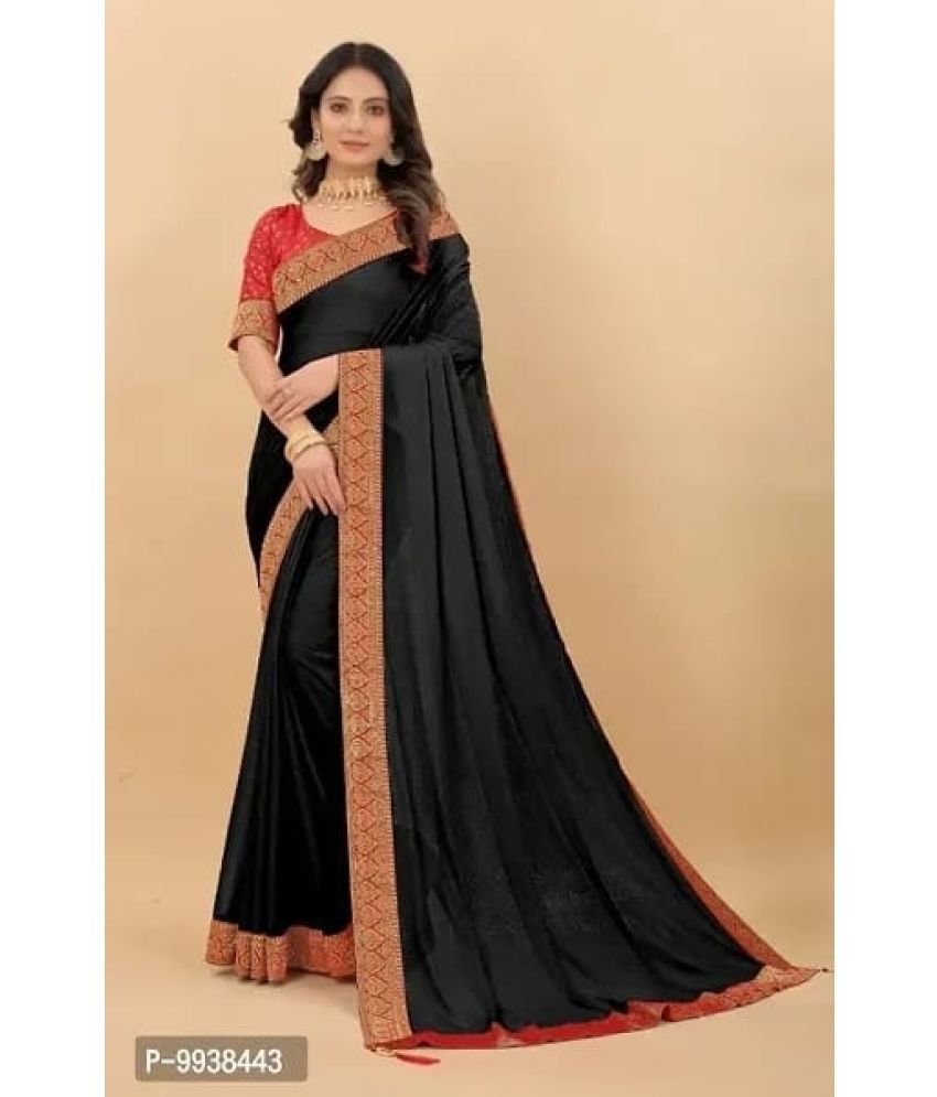     			Gullak Pack of 1 Art Silk Dyed Saree With Blouse Piece ( Black )