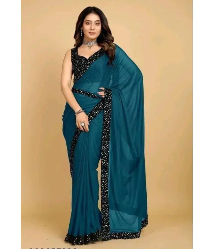     			Gullak Pack of 1 Lycra Dyed Saree With Blouse Piece ( Blue )