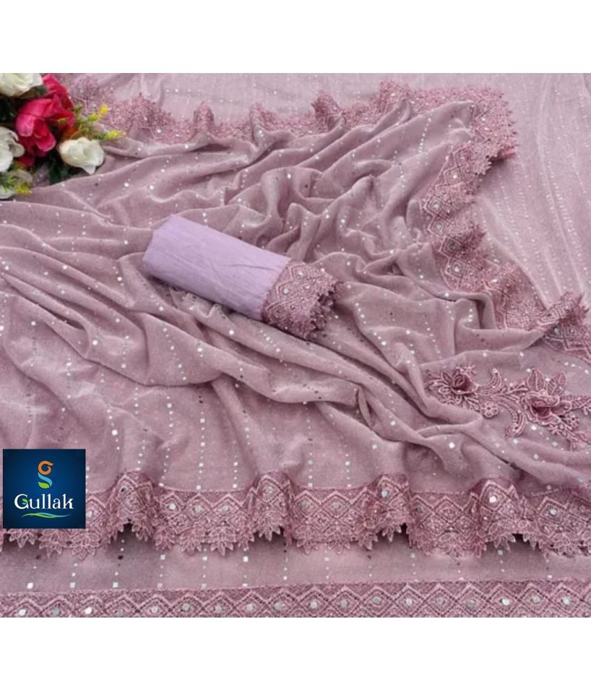     			Gullak Pack of 1 Lycra Embellished Saree With Blouse Piece ( Pink )