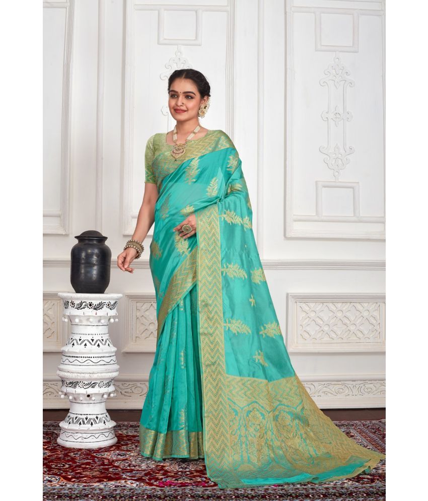     			KOMAL NX Pack of 1 Organza Woven Saree With Blouse Piece ( Light Green )