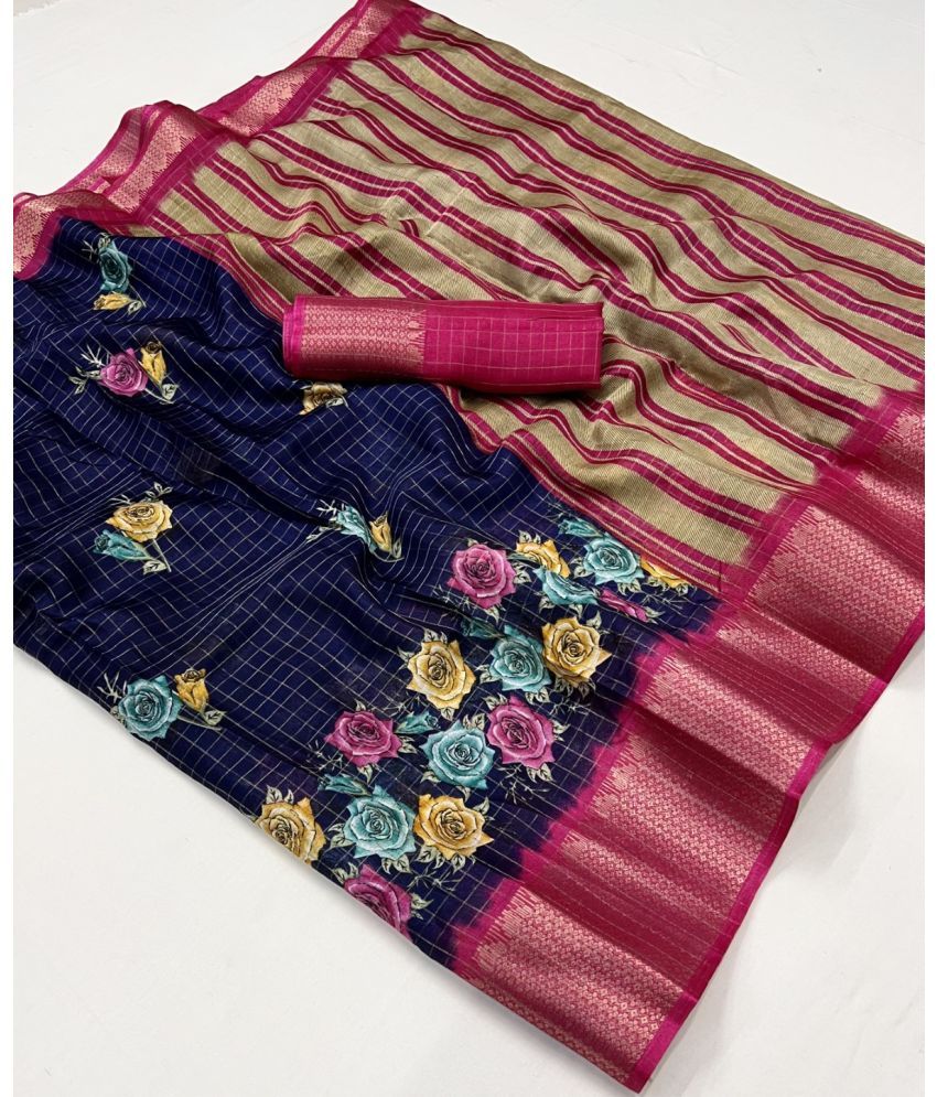     			KOMAL NX Pack of 1 Silk Blend Printed Saree With Blouse Piece ( Multicolor )