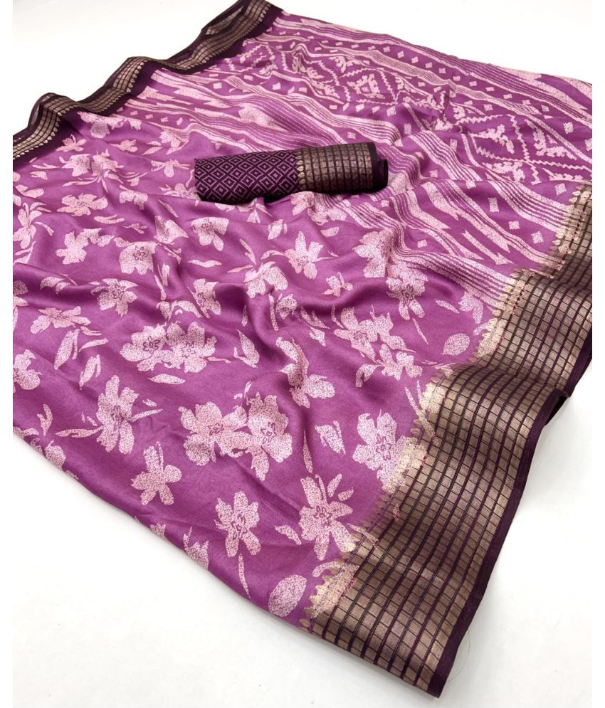     			KOMAL NX Pack of 1 Georgette Printed Saree With Blouse Piece ( Purple )