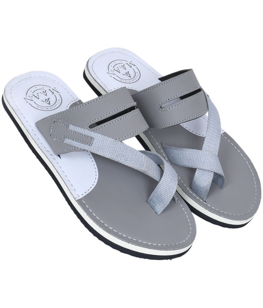     			MAAN Grey Melange Men's Thong Flip Flop