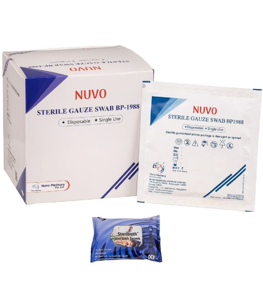     			NUVO MEDSURG Sterile Gauze Swab (7.5Cm X 7.5Cm X 12Ply) Type-20 Gauze Swab