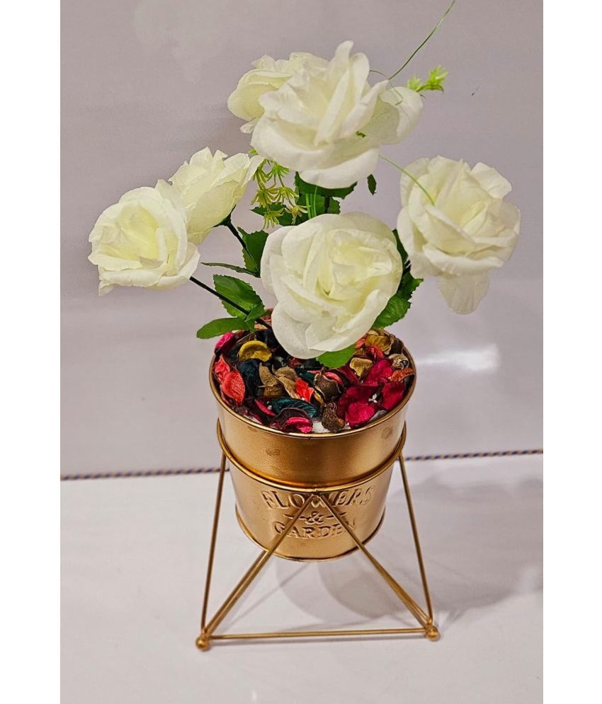     			R.R.V. International - Multicolor Rose Artificial Flowers With Pot ( Pack of 1 )