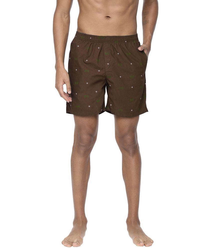     			Reoutlook Brown Cotton Blend Men's Shorts ( Pack of 2 )