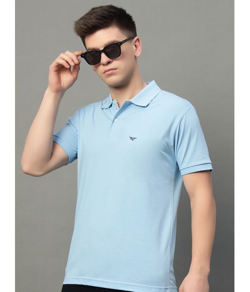     			Riss Pack of 1 Cotton Blend Regular Fit Solid Half Sleeves Men's Polo T Shirt ( Light Blue )