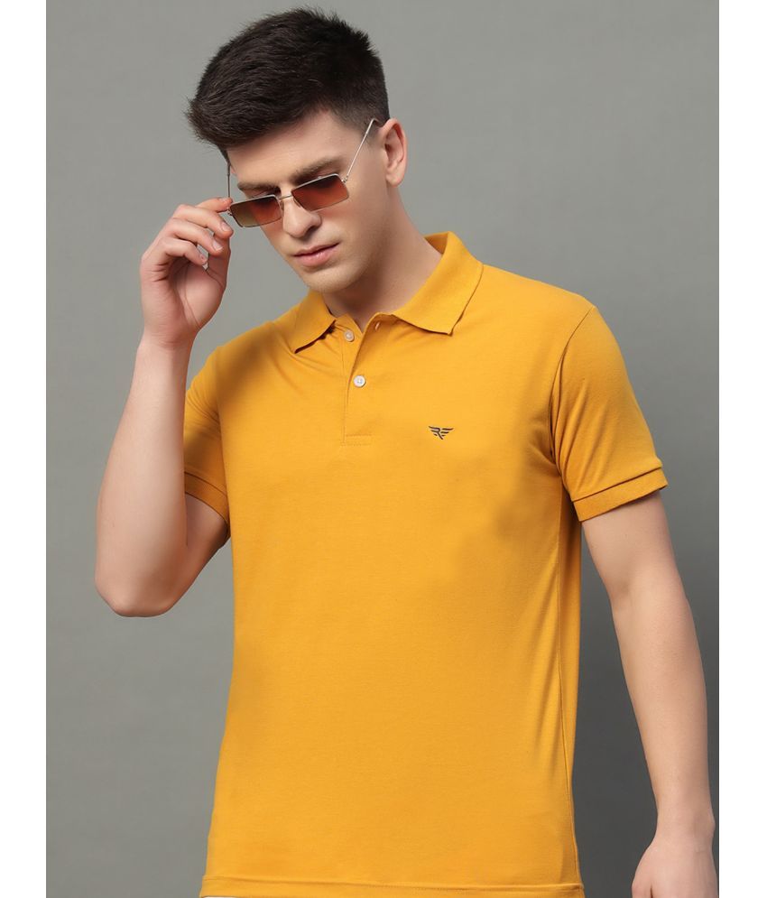     			Riss Pack of 1 Cotton Blend Regular Fit Solid Half Sleeves Men's Polo T Shirt ( Mustard )