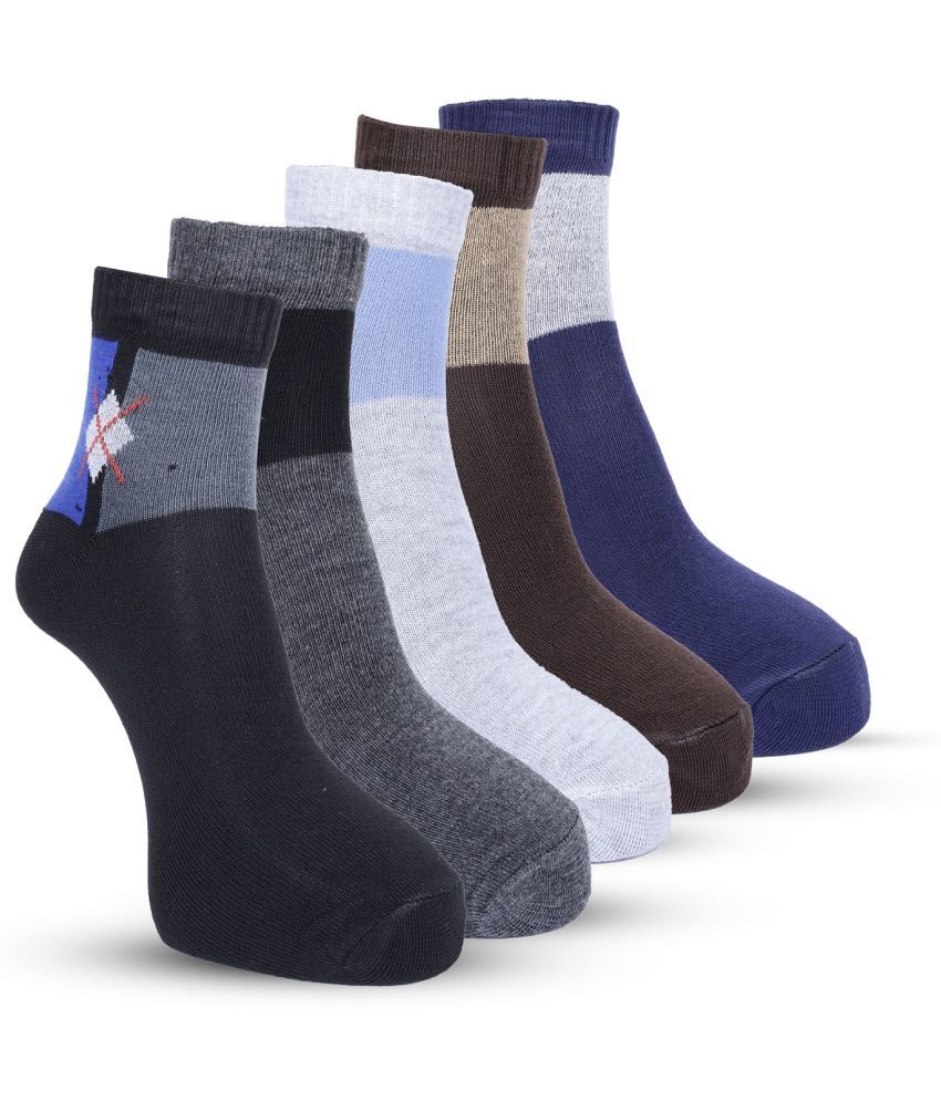     			Texfro Pack of 5 Men's 100% Organic Cotton Ankle Length Socks ( Multicolor )