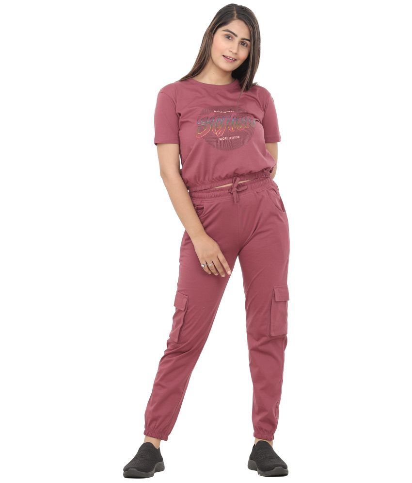     			just love Women Top Jogger Co-Ord Set ( Pack of 1 , Wine )