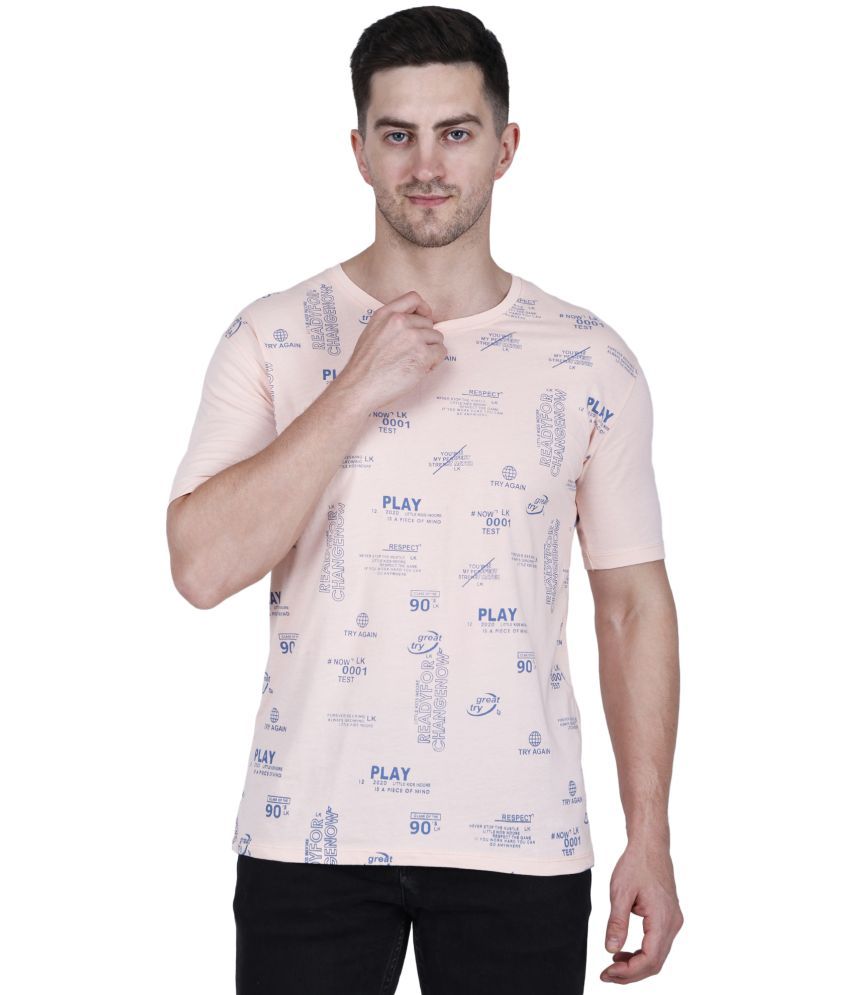     			life dream Cotton Blend Regular Fit Printed Half Sleeves Men's Round T-Shirt - Pink ( Pack of 1 )