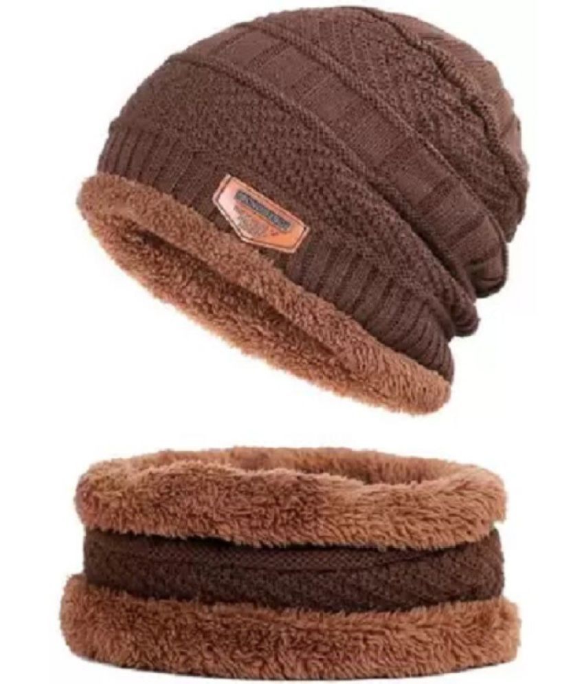     			AKSMIT Brown Woollen Women's Cap ( Pack of 1 )