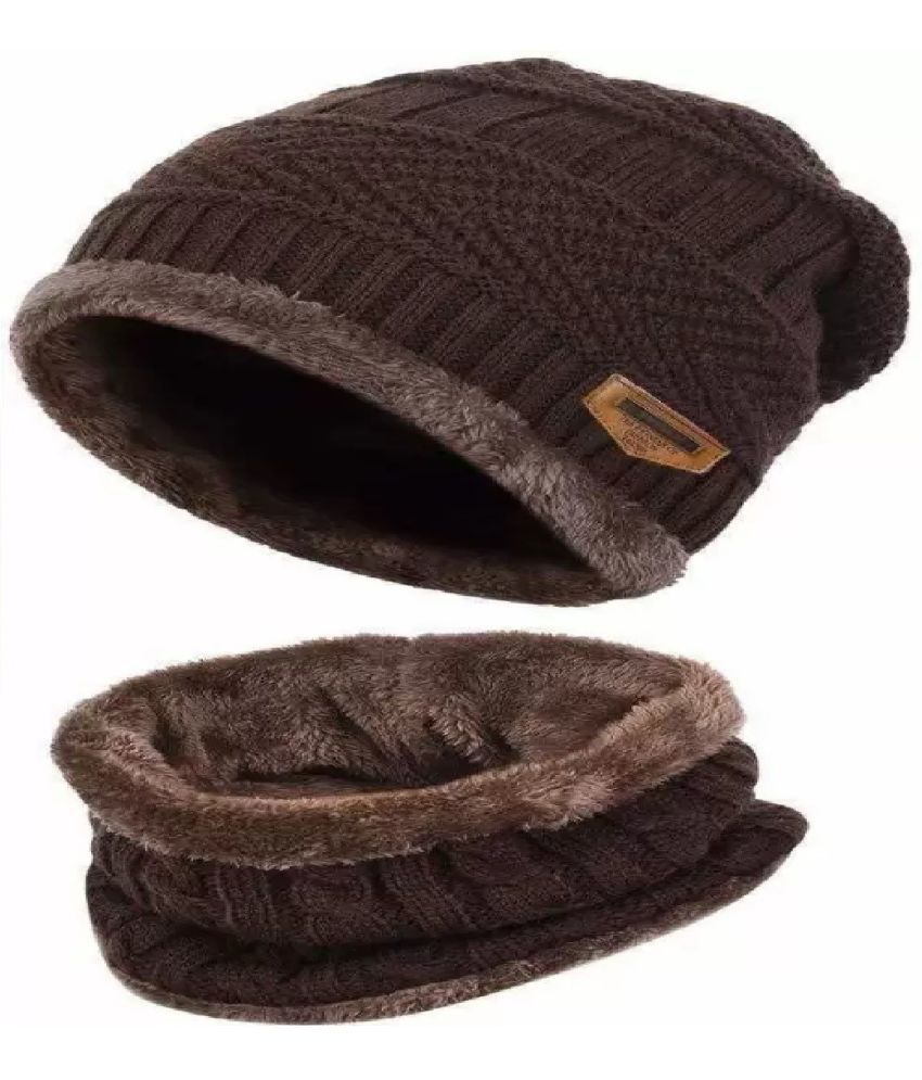     			AKSMIT Brown Woollen Women's Cap ( Pack of 1 )