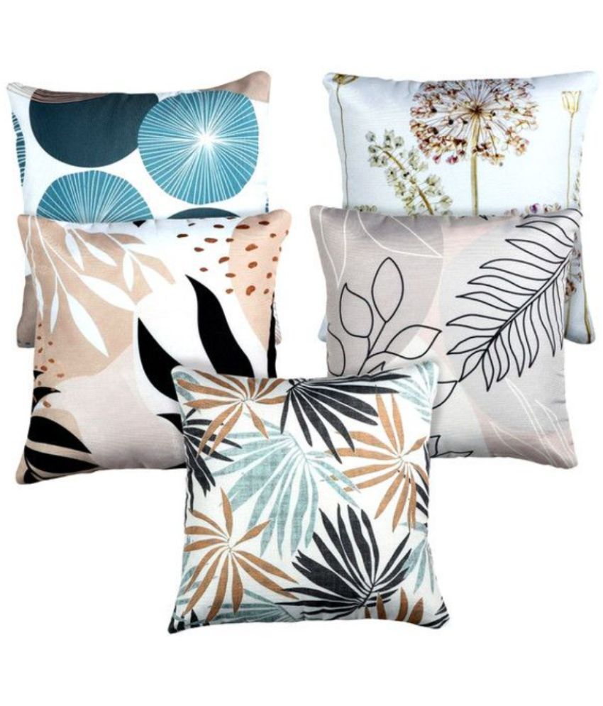     			BELLA TRUE Set of 5 Polyester Abstract Square Cushion Cover (40X40)cm - Multicolor