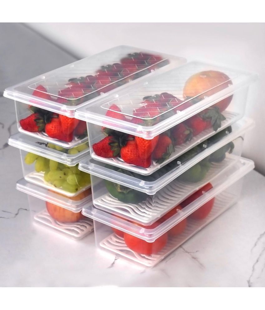     			BRANZY Fridge containers Plastic White Food Container ( Set of 6 )