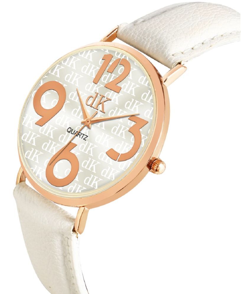     			Cosmic White Leather Analog Womens Watch