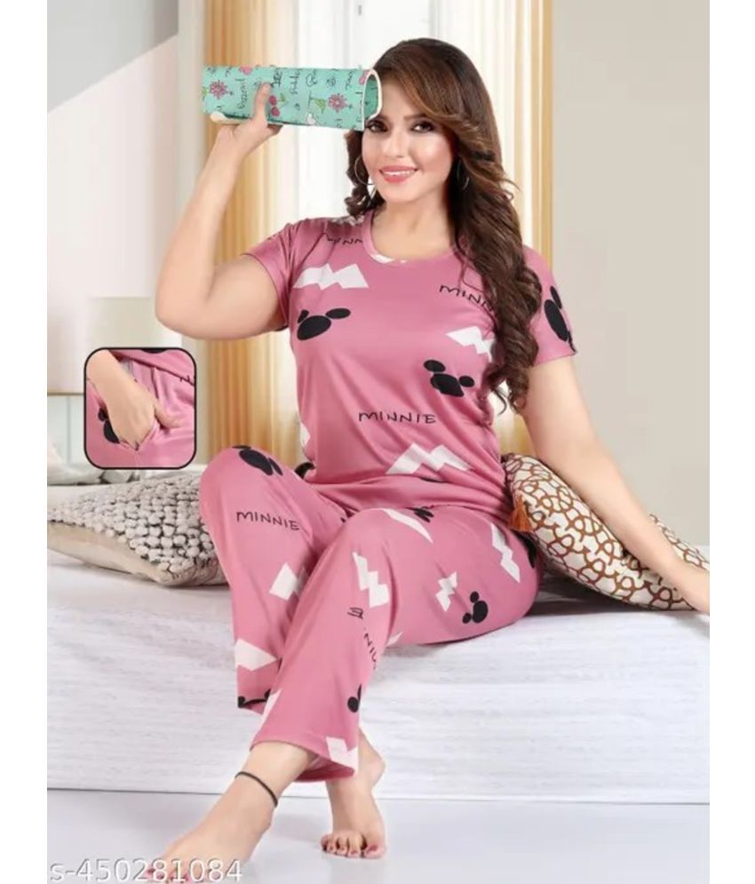     			DIAMOND EXPORTER Multicolor Satin Women's Nightwear Night T-Shirt ( Pack of 1 )