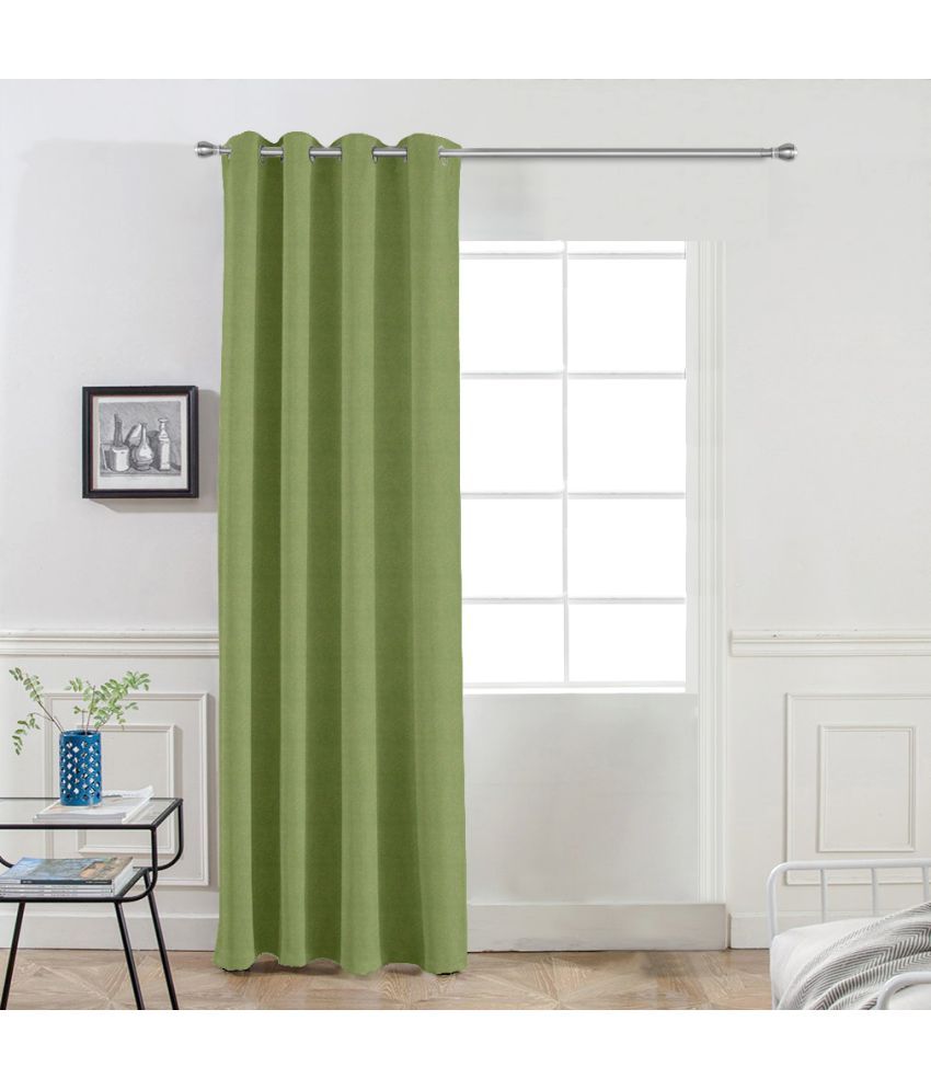     			DIVINE CASA Solid Blackout Eyelet Curtain 7 ft ( Pack of 1 ) - Green