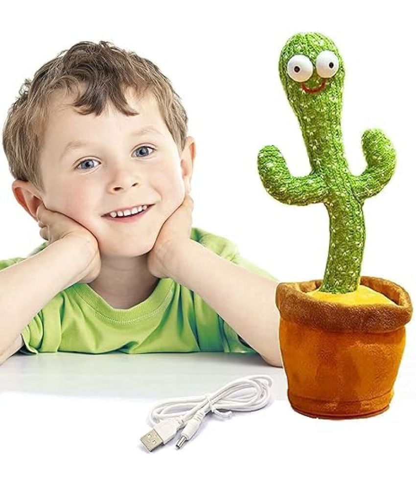     			Dancing Cactus Plush Toy USB Charging,Sing 120pcs Songs,Recording,Repeats What You say and emit Colored Lights,Gifts of Fun Toys for Boys and Girls