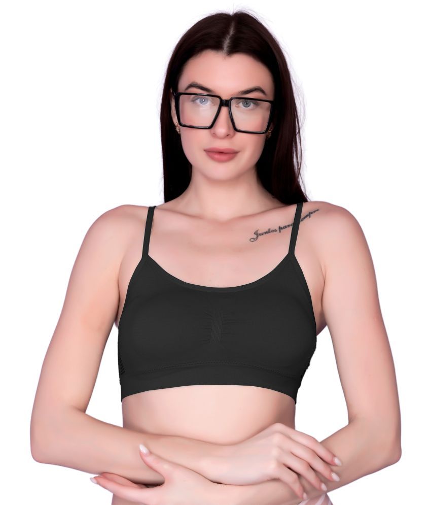     			Flenzy Pack of 1 Nylon Lightly Padded Bralette Bra For Women ( Black )