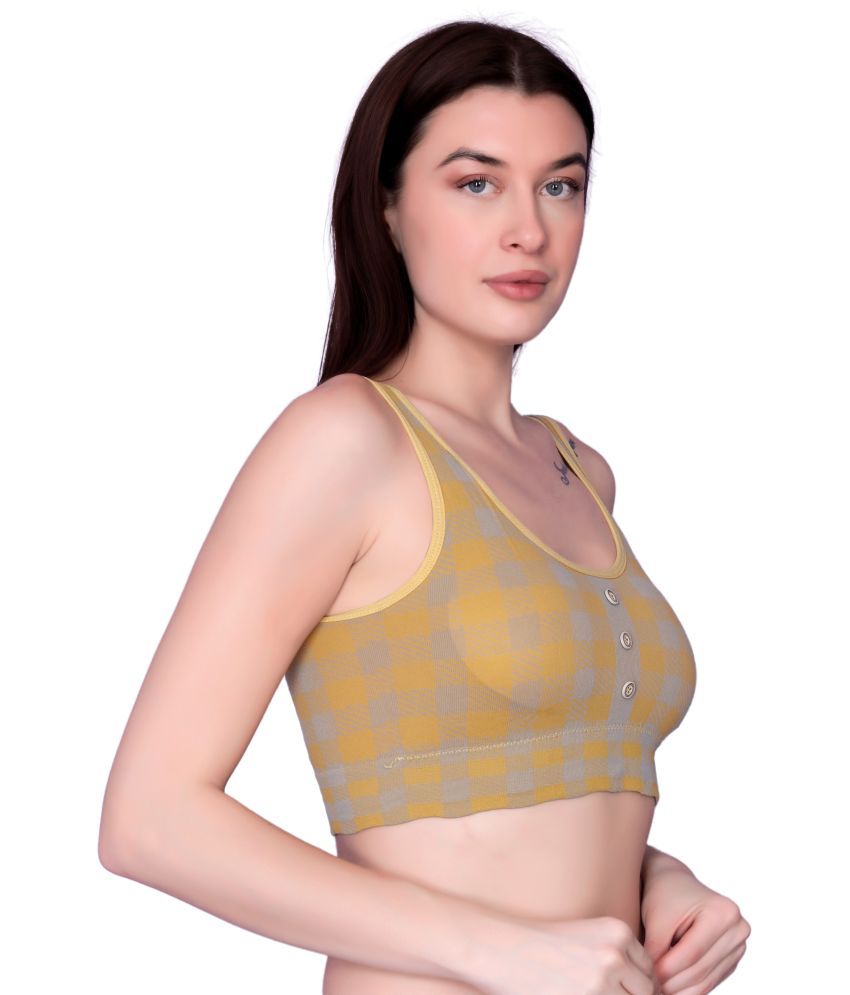     			Flenzy Pack of 1 Nylon Lightly Padded Racerback bra For Women ( Yellow )