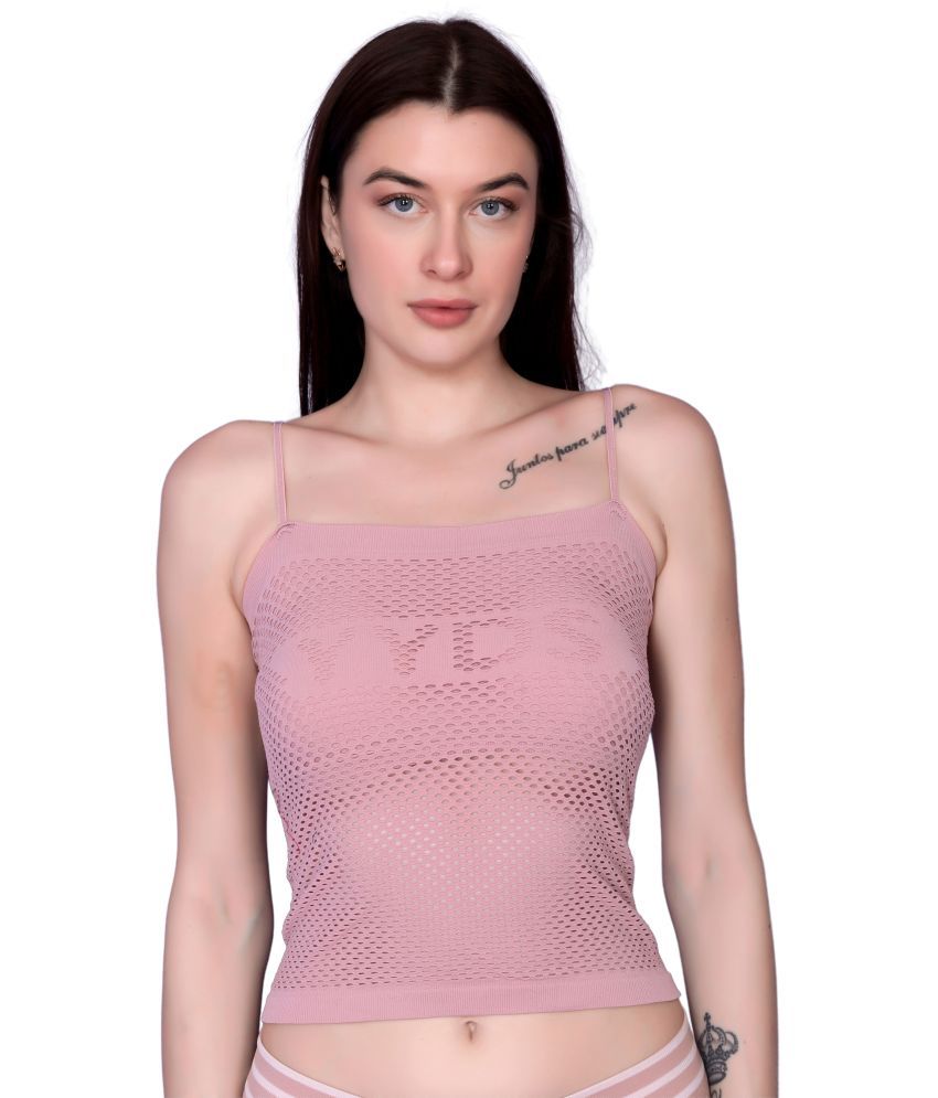     			Flenzy Pack of 1 Nylon Lightly Padded Cami bra For Women ( Pink )