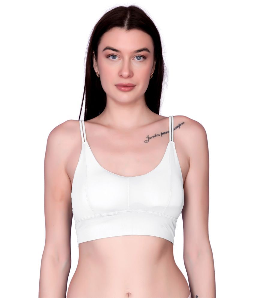     			Flenzy Pack of 1 Nylon Lightly Padded Bralette Bra For Women ( White )