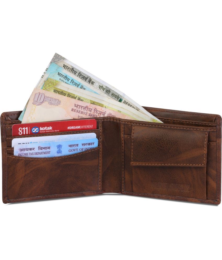     			HRFSTAR PU Solid Men's Regular Wallet With 5 Slots For Card ( Brown , Pack of 1 )