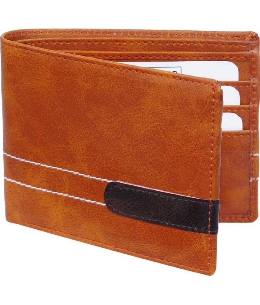     			HRFSTAR PU Solid Men's Regular Wallet With 6 Slots For Card ( Tan , Pack of 1 )