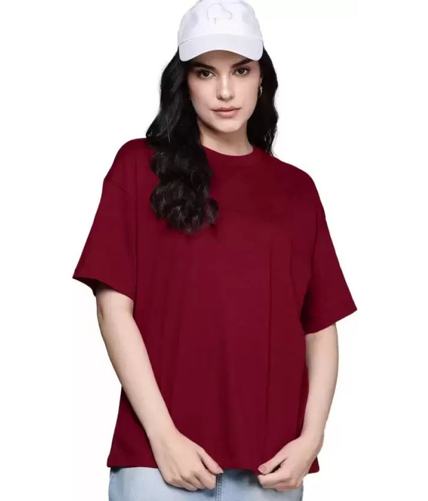     			Leotude Pack of 1 Cotton Blend Women's T-Shirt ( Maroon )