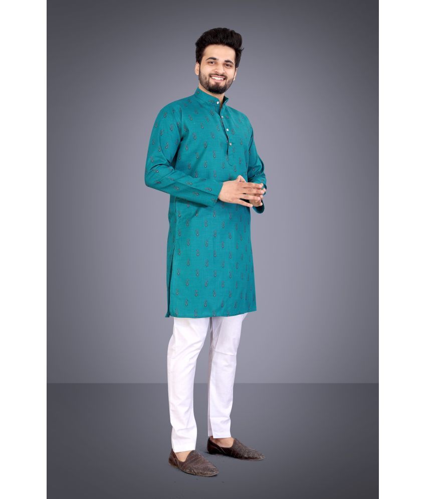     			Nofilter Green Cotton Blend Men's Regular Kurta ( Pack of 1 )