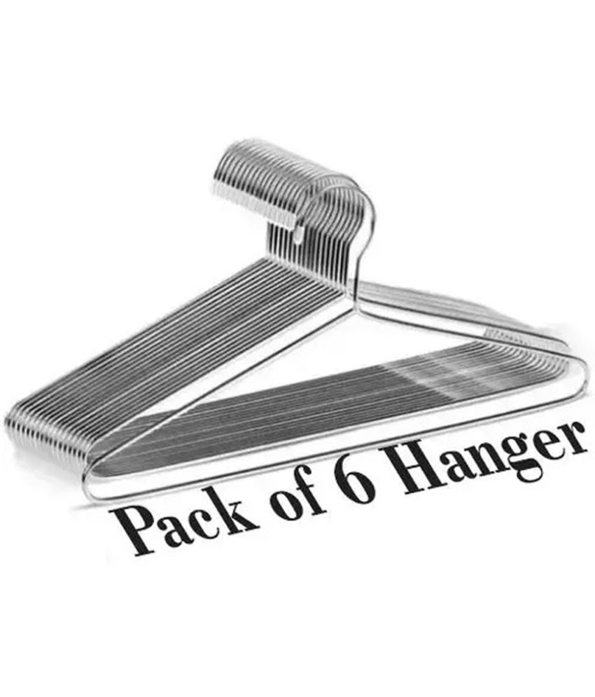     			RONISH Stainless Steel Standard Clothes Hangers ( Pack of 6 )