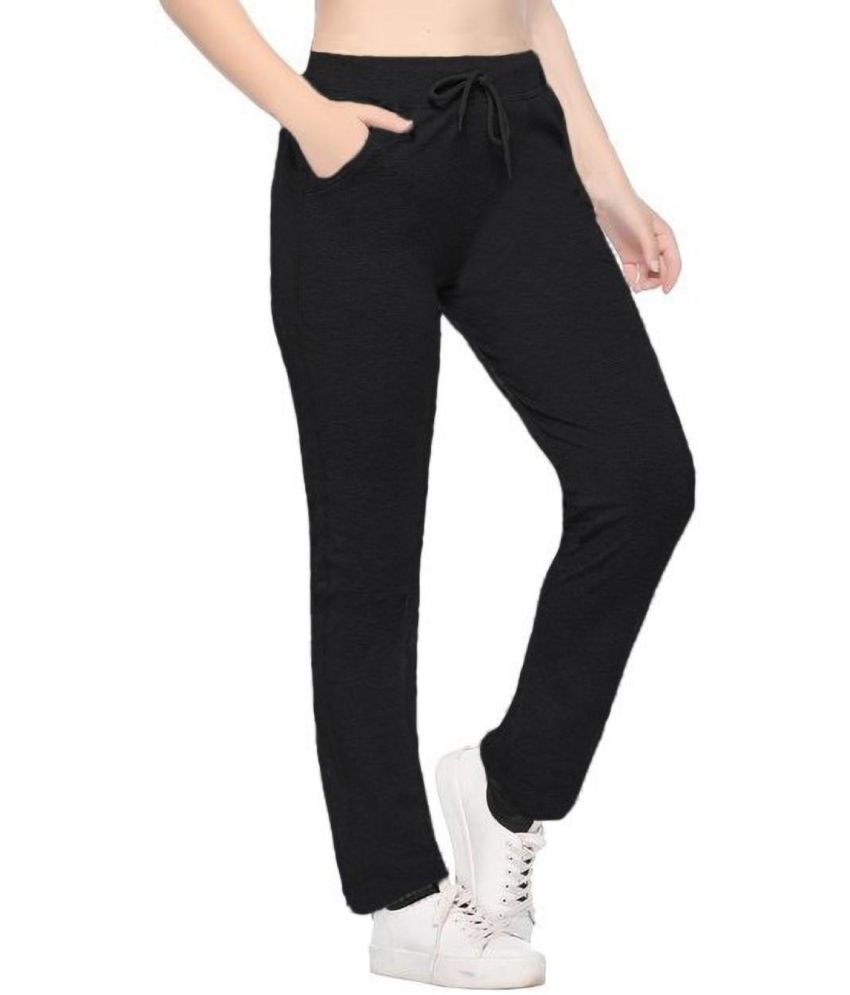     			Reoutlook Black Cotton Blend Women's Yoga Trackpants ( Pack of 1 )