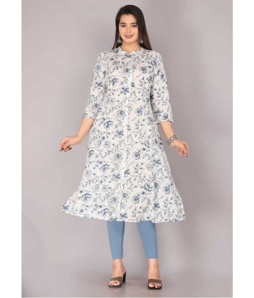     			SRKURTIS Pack of 1 Viscose Printed A-line Women's Kurti - ( White )