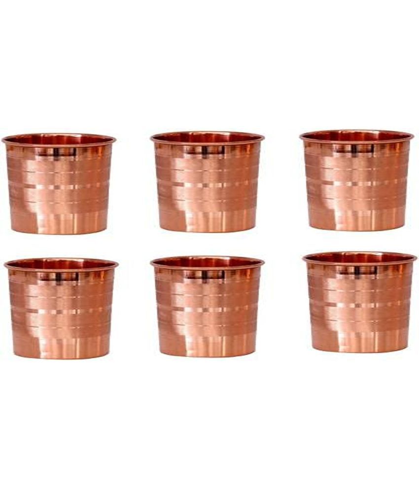     			Shakuntla Vintage Copper Glasses 250 ml ( Pack of 6 ) Gold