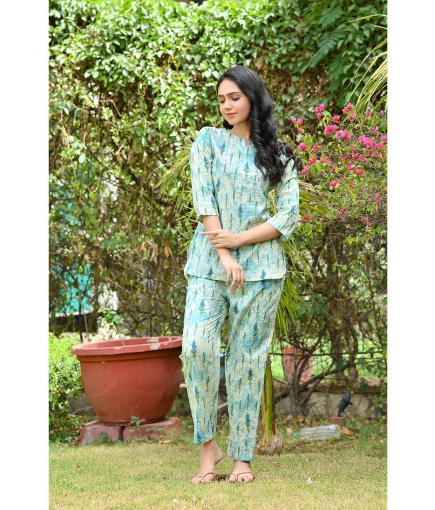     			VAALIYAN Women Shirt Trouser Co-Ord Set ( Pack of 1 , Light Blue )