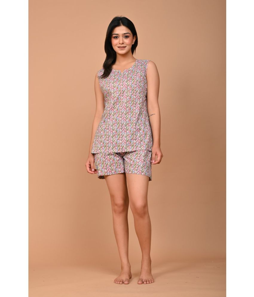     			VAALIYAN Multicolor Printed Shorts Top Set