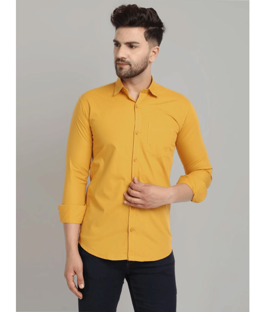     			VERTUSY Cotton Blend Regular Fit Solids Full Sleeves Men's Casual Shirt - Yellow ( Pack of 1 )