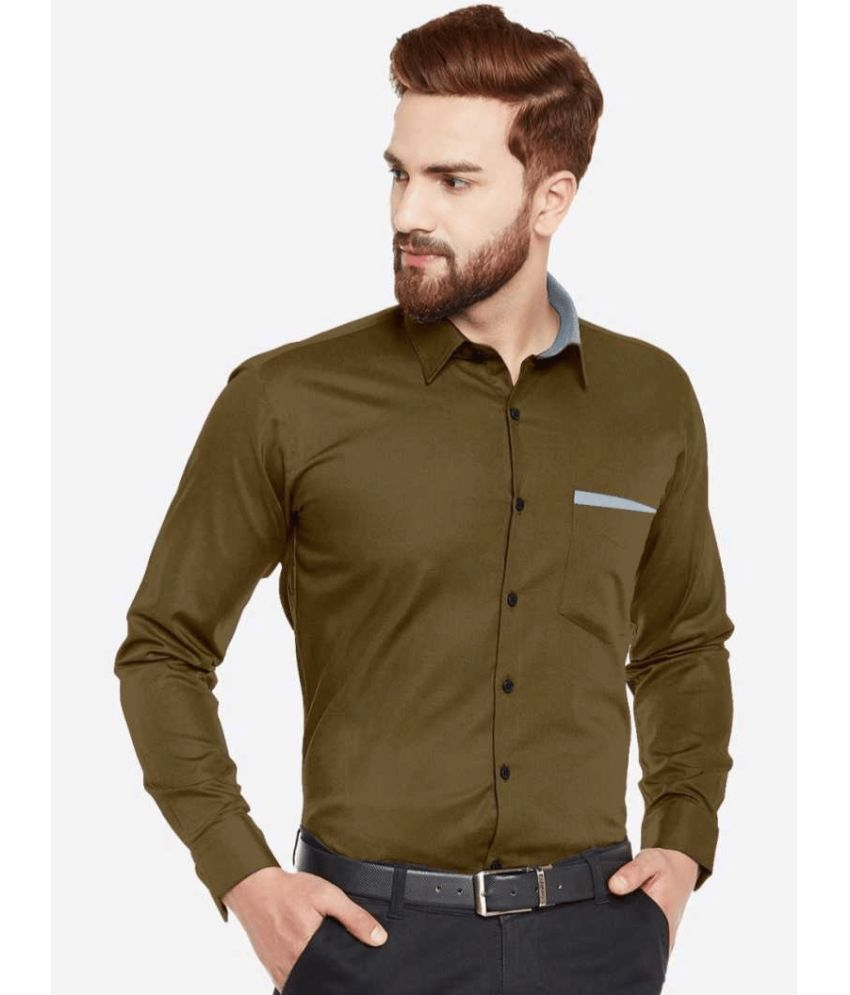     			VERTUSY Cotton Blend Regular Fit Solids Full Sleeves Men's Casual Shirt - Brown ( Pack of 1 )