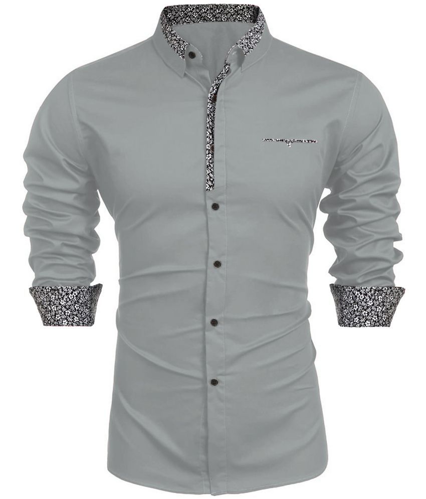     			WEBRIC Cotton Blend Regular Fit Printed Full Sleeves Men's Casual Shirt - Light Grey ( Pack of 1 )