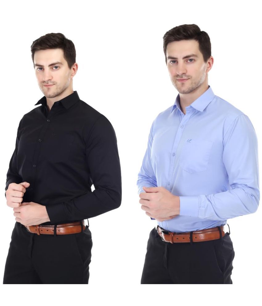     			XJARVIS Cotton Blend Slim Fit Full Sleeves Men's Formal Shirt - Multi ( Pack of 2 )