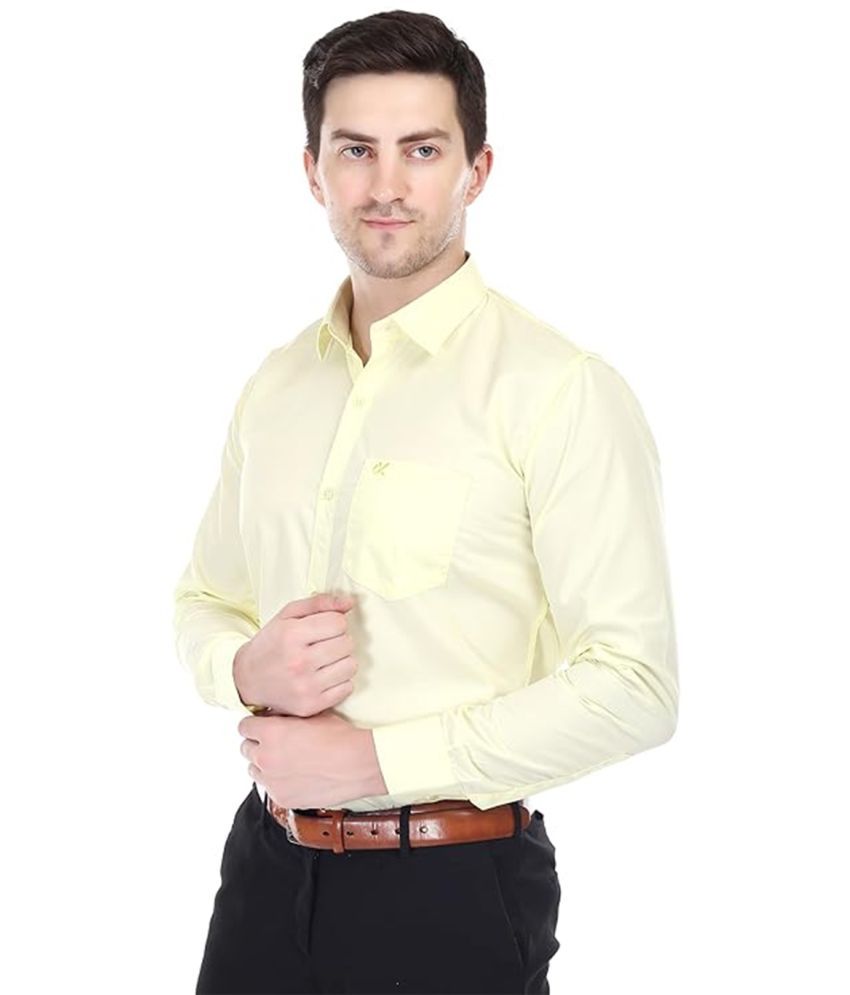     			XJARVIS Cotton Blend Slim Fit Full Sleeves Men's Formal Shirt - Yellow ( Pack of 1 )