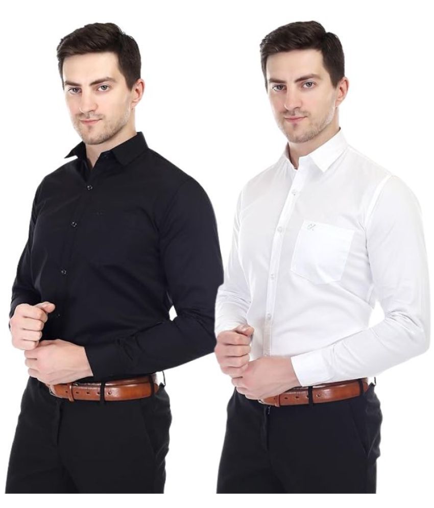     			XJARVIS Cotton Slim Fit Full Sleeves Men's Formal Shirt - Multicolor ( Pack of 2 )