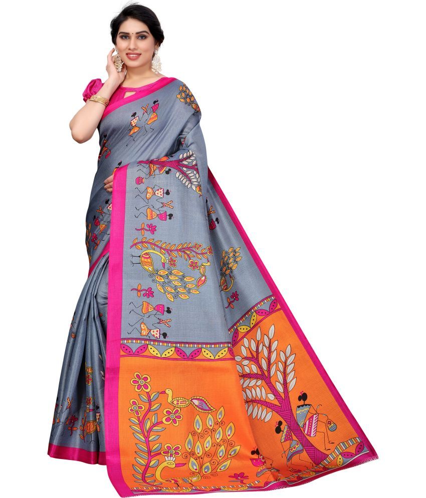     			Yashika Pack of 1 Art Silk Printed Saree With Blouse Piece ( Grey )