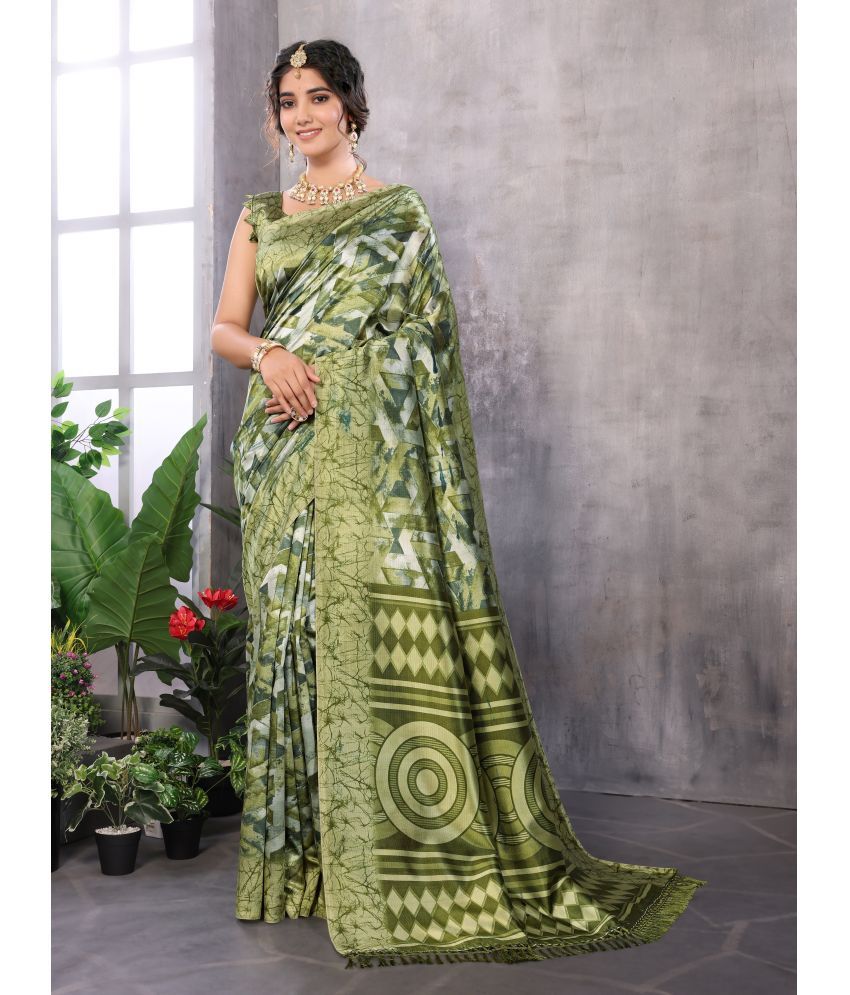     			Yashika Pack of 1 Art Silk Printed Saree With Blouse Piece ( Green )