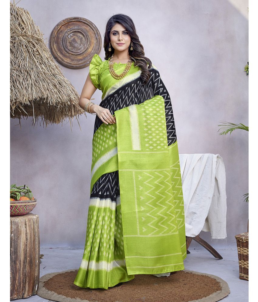     			Yashika Pack of 1 Art Silk Printed Saree With Blouse Piece ( Green )