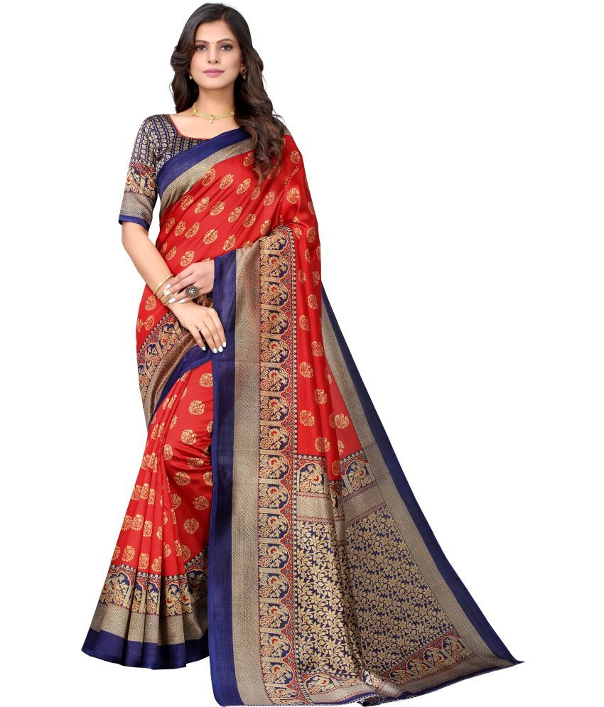     			Yashika Pack of 1 Art Silk Printed Saree With Blouse Piece ( Red )