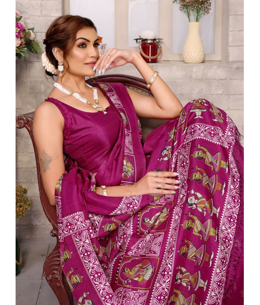     			Yashika Pack of 1 Art Silk Printed Saree With Blouse Piece ( Purple )